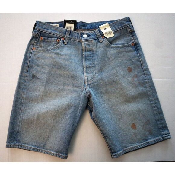 Levi's 501 Men's Sz 30 Medium Indigo Blue Hemmed 9" Button-Fly Denim Shorts - Picture 1 of 7